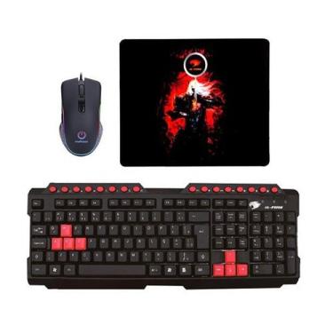 Imagem de KIT Gamer Teclado multimídia + Mouse led 7 Botões 3.200 DPI + Mouse Pa