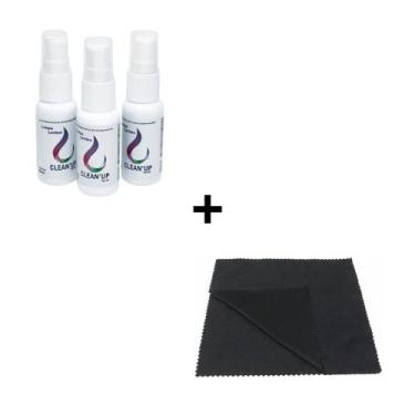 Imagem de Kit 3x Spray Limpador Óculos Celular Tela + 10x Flanelas de Microfibra