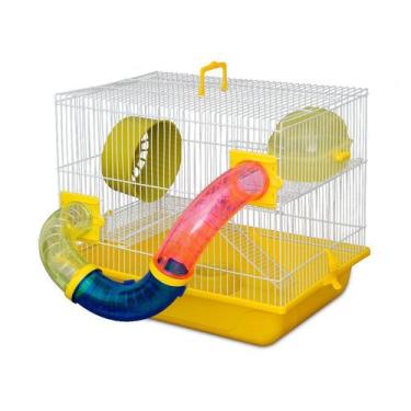 Imagem de Gaiola Bragança 3 Tubos Branca para Hamster Branca e Amarela