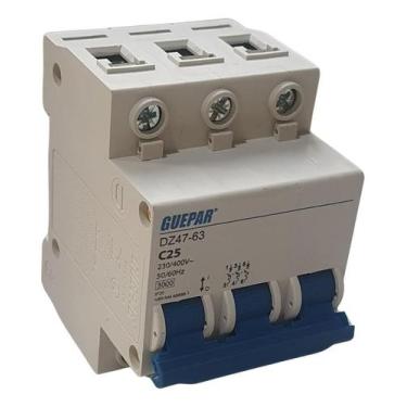 Imagem de Disjuntor Tripolar 50a 3 Polos Trifásico Curva C Din 3ka - grepar