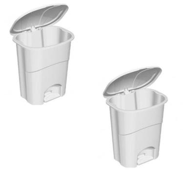 Imagem de Kit 2 Lixeira Com Pedal 10 litros Branca 23x30x34Cm - Paramount