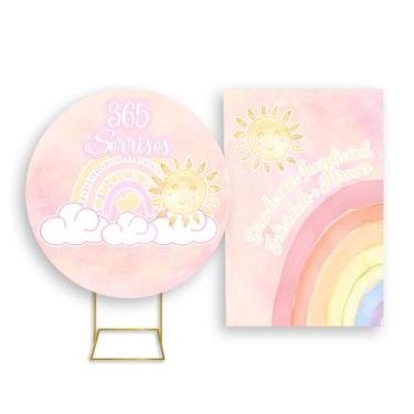 Imagem de Painel De Festa Redondo 1,50x1,50 + Painel Vertical 1,50x2,20 - Sorris