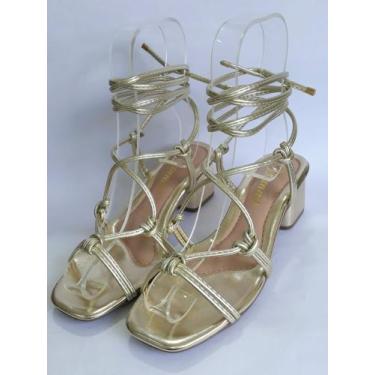 Imagem de Sandália luxo salto bloco de amarrar confortável 074-13 - VITANNA, Our