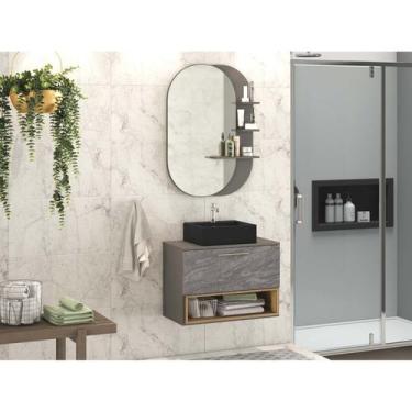 Imagem de Conjunto Para Banheiro Gabinete com Cuba Suspensa e Espelheira com Pra