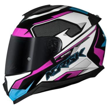 Imagem de Capacete Feminino Norisk Razor Speedmax Rosa Azul Moto, Rosa azul pret