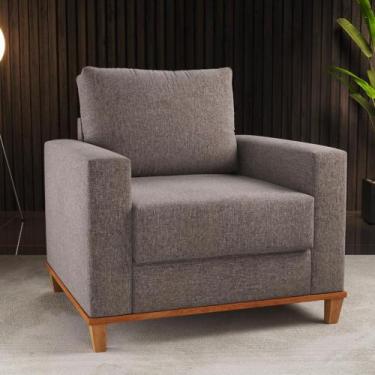 Imagem de Poltrona Linho 82cm Viena Viero, Linho Kaki