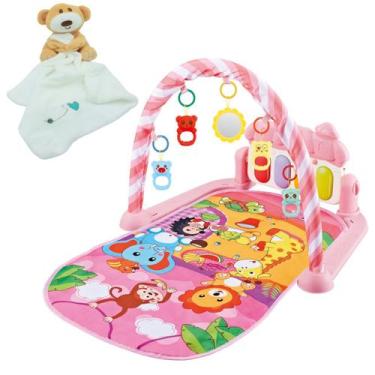 Imagem de Kit Tapete Atividades Musical Rosa + Naninha Anti Alérgico - Color Bab