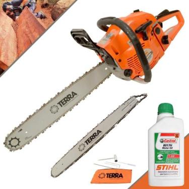 Imagem de Motosserra Profissional Á Gasolina Terra MT520 Com ÓLEO STIHL 2T 52cc 