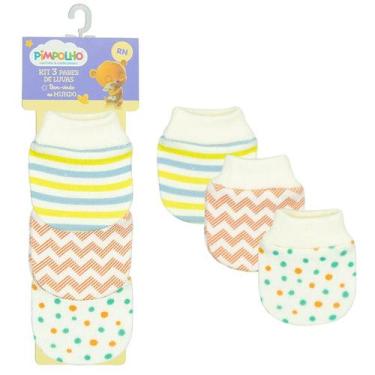 Imagem de Kit Luva Luvinha Recém Nascido Bebê Com 3 Pares Estampada - Pimpolho, 