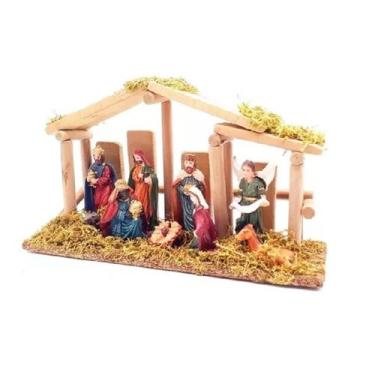 Imagem de Presépio De Madeira E Resina Menino Jesus Maria 3 Reis Magos - Rio Mas