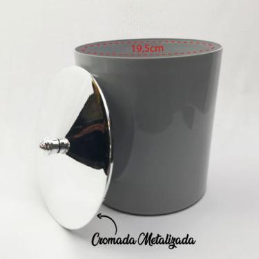 Imagem de Lixeira 5 Litros Com Tampa Cromada Metalizada Plástica Para Cozinha Ba