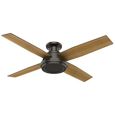 Imagem de Hunter Ventilador de teto Fan Company 59249 Dempsey de 132 cm com luz e controle remoto, interior discreto, acabamento bronze nobre
