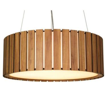 Imagem de Lustre Pendente redondo de madeira Amêndola - My Lamp Store
