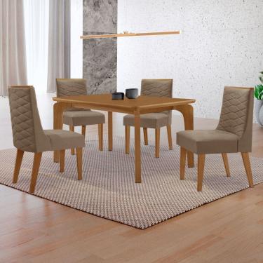 Imagem de Mesa Liz 120 MDF canto copo e com 4 Cadeiras Safira