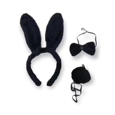 Imagem de Kit Fantasia Peludinho Coelhinha Tiara Gravata Rabo Coelho Carnaval Br
