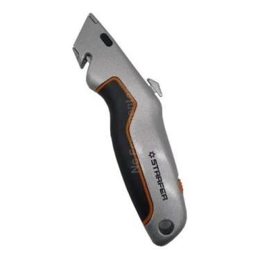 Imagem de Estilete Retrátil Trapezoidal Profissional Com 3 Laminas Starfer