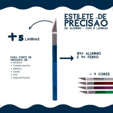 Imagem de Estilete De Precisão em Alumínio Azul - Com 6 Lâminas - Kaftor - Kafto