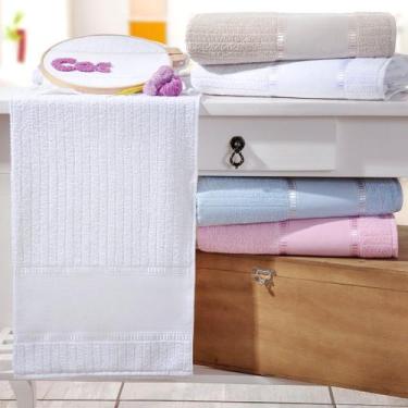Imagem de Toalha de Lavabo Ponto Russo Algodão 30x50 - Tessi, Branco