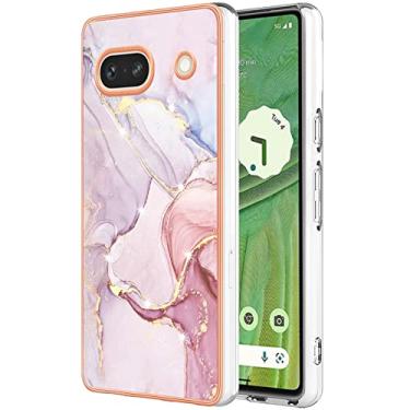 Imagem de Monwutong Capa de telefone de ajuste fino para Google Pixel 7A, capa moderna com padrão de mármore IMD brilhante para meninas, lente de câmera e capa de proteção de tela para Google Pixel 7A, YBDD