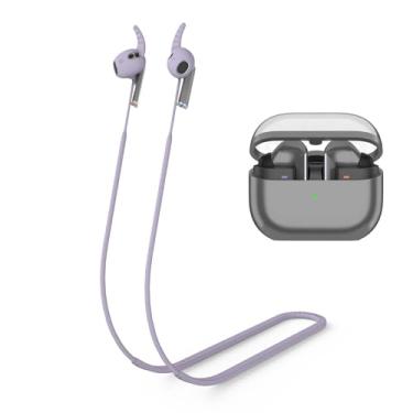 Imagem de WADVCU Pulseira de silicone macio para Galaxy Buds 3, design especial antiderrapante, esportivo, antiperda, acessórios de cordão, compatível apenas com Samsung Galaxy Buds 3, cordão de pescoço (roxo)