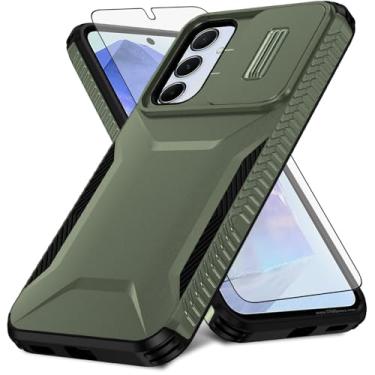 Imagem de Asuwish Capa de celular para Samsung Galaxy A55 5G com protetor de tela de vidro temperado e capa para câmera deslizante fina, resistente, híbrida, à prova de choque, acessórios rígidos A 55 55A A555G