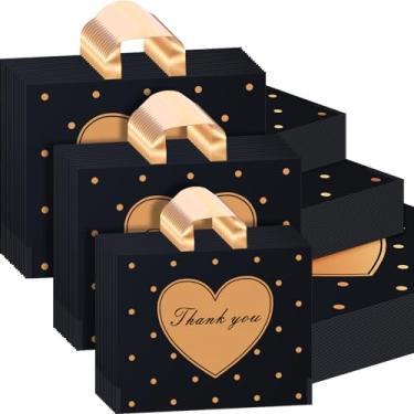 Imagem de Abbylike 300 sacos de agradecimento para pequenas empresas, sacos de compras de plástico de 3 tamanhos a granel com alças mercadoria varejo reutilizável boutique para clientes, pequeno, médio, grande