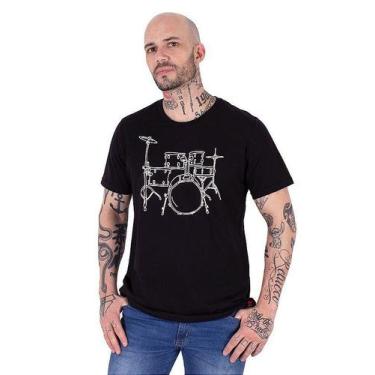 Imagem de Camiseta Bateria Line Drum Preta. - Art Rock, m