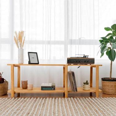 Imagem de Rack Laguna 150cm 2 Prat 52,6ax150lx42p Em Madeira Cor Mel