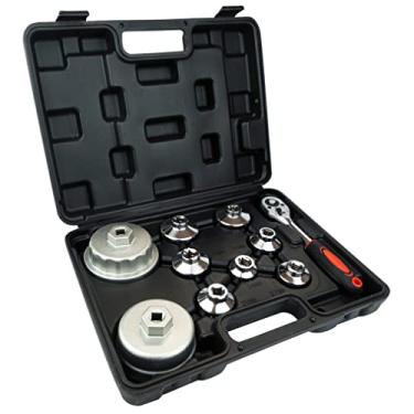 Imagem de Conjunto de soquete de filtro de óleo, conjunto de chaves de filtro de óleo de 10 peças de 24 mm, 27 mm, 29 mm, 30 mm, 32 mm, 36 mm, 38 mm, 64 mm. Ferramenta de remoção de filtro para Toyota, BMW,