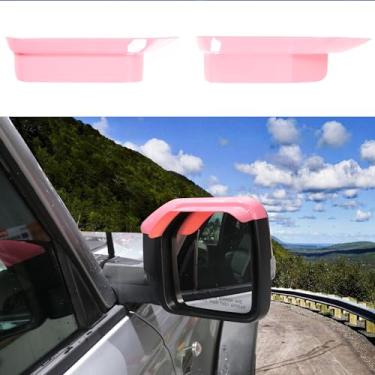 Imagem de RERPRO Capa protetora de viseira de chuva espelhada guarnição para Ford Bronco 2 portas 4 portas 2021 2022 retrovisor lateral espelho de chuva sobrancelha acessórios de decoração externa, 1 par rosa