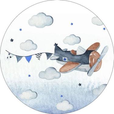Imagem de Painel De Festa Redondo 1,50x1,50 -  Aviador Aviãozinho Aquarela 001 -