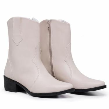 Imagem de Bota Texana Feminina Cano Curto Bota Country Off White - Novo Hábito, 
