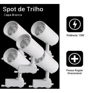 Imagem de Kit 4 Luminária Branco Trilho Spot Led 15W 3500K Branco Quente - AAAto