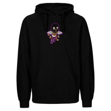 Imagem de Moletom Flanelado Unissex Estampado Blusa de Frio Canguru Preta - Rela