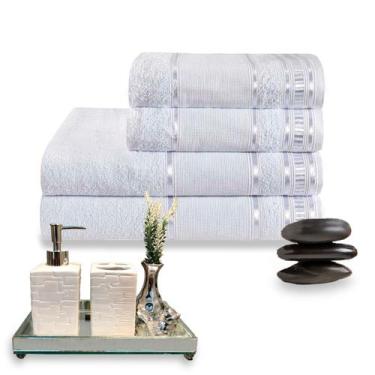 Imagem de Conjunto de Banho Premium 4 Peças 100% Algodão - Dianneli, Branco