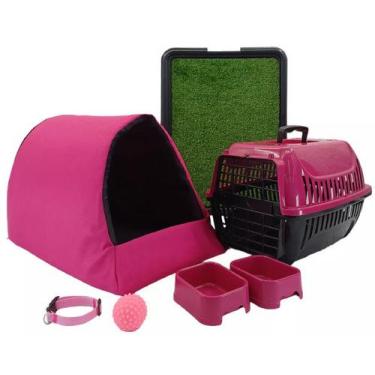 Imagem de Kit Cachorro Gato Cama Caminha Iglu Transporte Sanitário Grama Sintéti