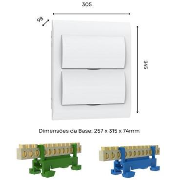 Imagem de Kit Caixa Quadro Embutir ou Sobrepor Para Disjuntor Din + Borneira Bar