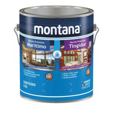 Imagem de Verniz Para Madeira Tingidor Base Água Brilhante Montana 3,6 Litros Mo