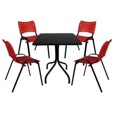 Imagem de Jogo de Mesa 70x70 Bares Lanchonetes Restaurantes Com 4 Cadeiras ISO V