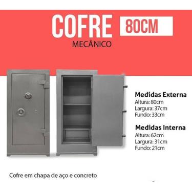 Imagem de Cofre 80cm blindado  - JR cofres, Modulo 1 Cinza