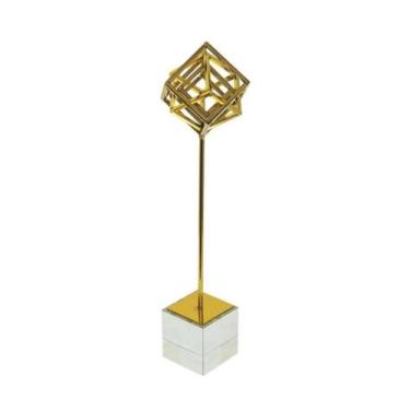 Imagem de Escultura Decorativa Medio Cubos Abstrato Metal  Luxo - LUXdécor