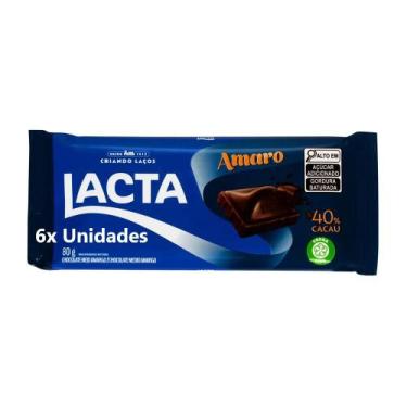Imagem de Pack Com 6x Chocolate Lacta Meio Amargo 40% 80g 