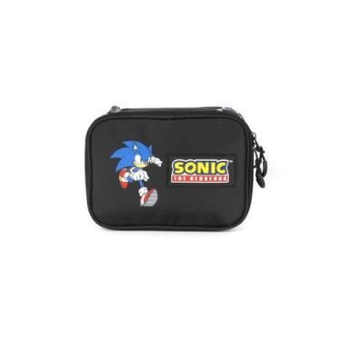 Imagem de Estojo Sonic Box Juvenil Escolar Meninos 100 Pens Personagem, Preto