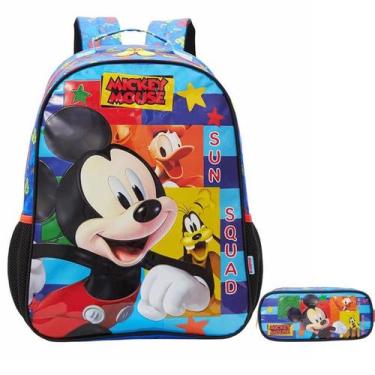 Imagem de Kit Mochila Escolar Mickey Disney Mouse Costas Tam M Estojo - Xeryus