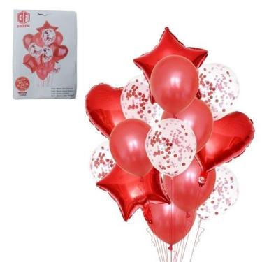 Imagem de Kit Com 14 Balão Bexiga Metalizado Bexiga Festa Aniversário - Solider,