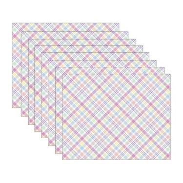 Imagem de Kit Jogo Americano Páscoa Xadrez Colorido - NSW, 8 Peças