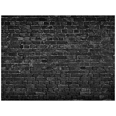 Imagem de AIIKES Fundo fotográfico de parede de tijolo preto, 2,8 x 1,8 m, tema vintage, design de tijolo de pedra, decoração de festa de aniversário de bebê, suporte de estúdio 11-501