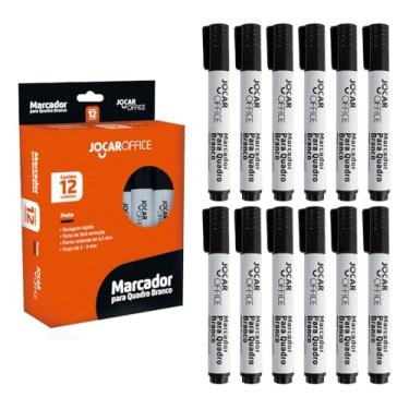 Imagem de Marcador Preto Pincel Caneta Para Quadro Branco Kit Com 12un