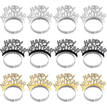 Imagem de XIHIRCD 12pcs Happy New Year Headband Decor, New Years Eve Party Favors 2025 New Years Eve Cosplay Hairbands Happy New Year Head Decoration for Adult Kids (3 Colors)
