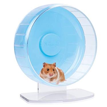 Imagem de Rodas de exercício de hamster super silenciosas da Niteangel: – Rodas de corrida silenciosas com suporte ajustável para hamsters gérbils ou outros animais pequenos (M, azul claro)